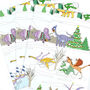 Christmas Winter Scene Dinosaur Wrapping Paper, thumbnail 3 of 4