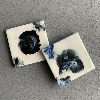 Sold Black Blue Contemporary Coasters | Set Of Two, 4 of 6
