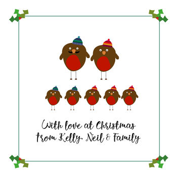 Robin Family Personalised Christmas Cards, 6 of 6