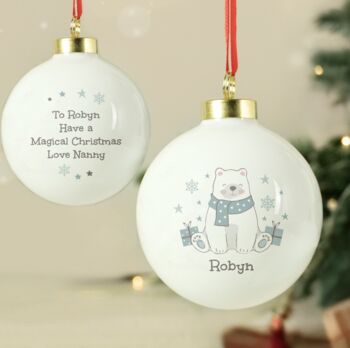 Personalised Polar Bear Christmas Bauble, 4 of 4