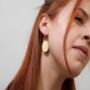Gold Hammered Drop Everyday Hoop Earrings, thumbnail 3 of 3