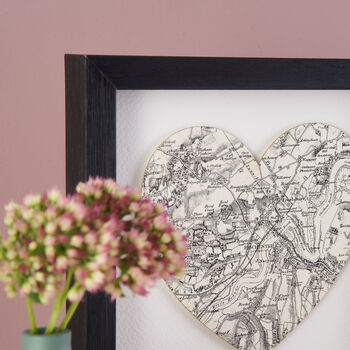 Custom Black And White Map Heart Wall Art, 3 of 9