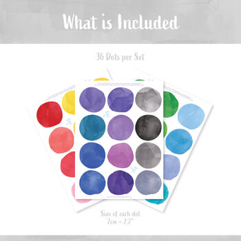 Rainbow Polka Dots Watercolour Fabric Stickers Set, 3 of 5