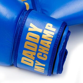 Personalised Full Leather Boxing Gloves Blue, 3 of 3