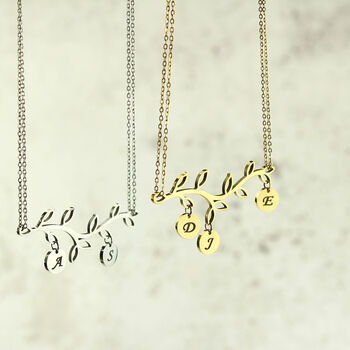 Personalised Family Tree Initials Necklace, Silver Or Gold Tone, 2 of 12