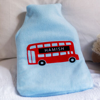 London Bus Personalised Hot Water Bottle Cover, 3 of 7