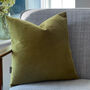 Luxury Super Soft Velvet Cushion Olive Green, thumbnail 2 of 6