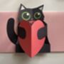 Handmade Cat Peaking Over Heart Pop Up Card, thumbnail 2 of 3