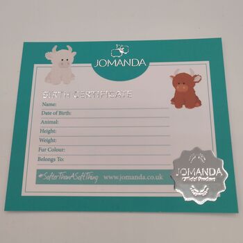 Brown Highland Cow Soft Toy+Personalised Horn+Gift Bag, 7 of 11