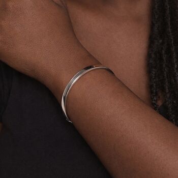 Personalised Sterling Silver Square Cut Hinged Bangle Bracelet, 5 of 12