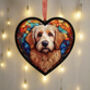 Goldendoodle Stained Glass Effect Heart Suncatcher, thumbnail 3 of 5
