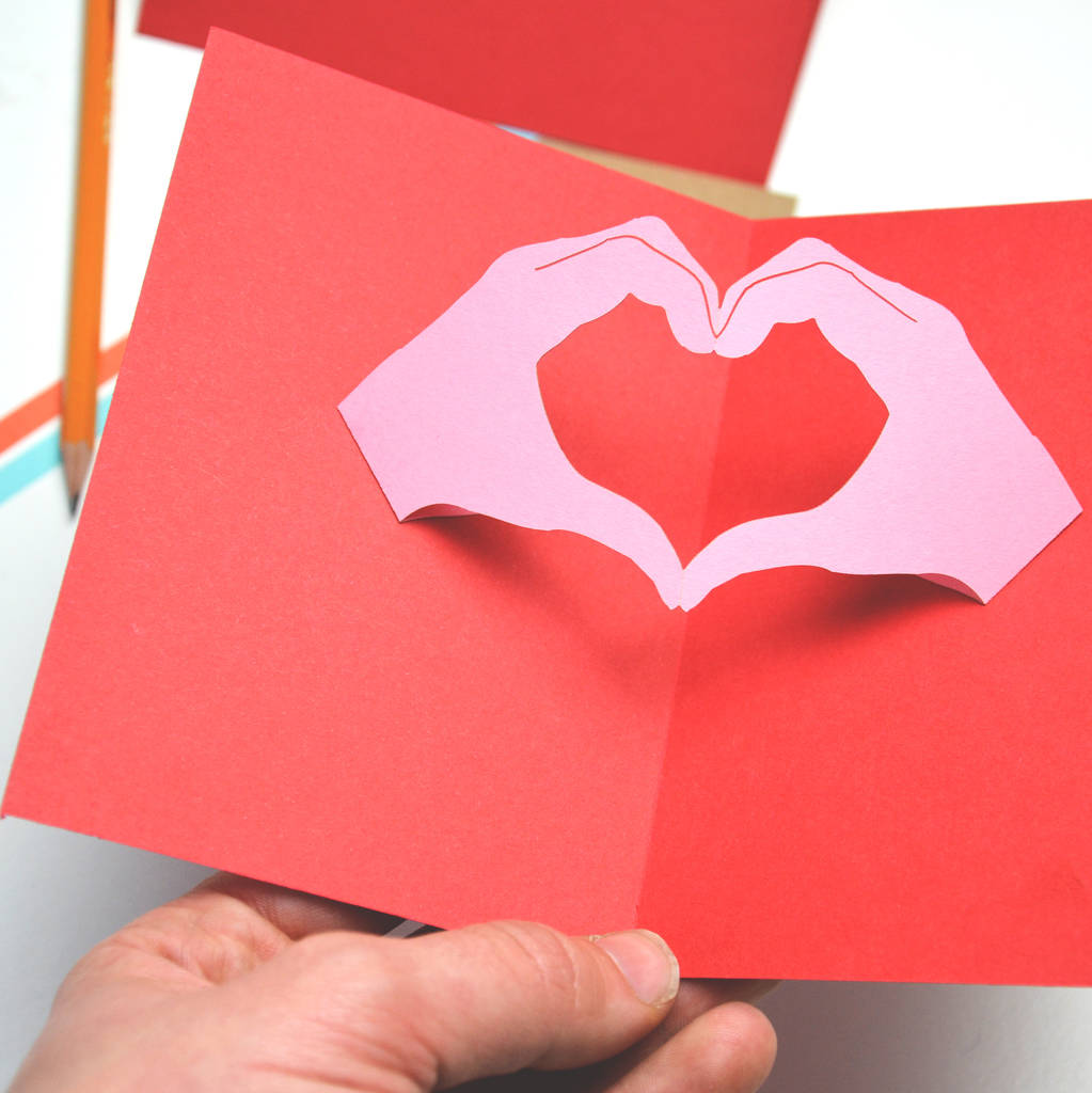 Personalised Pop Up Hand Heart Gesture Valentines Card By The Portland Co  notonthehighstreet.com
