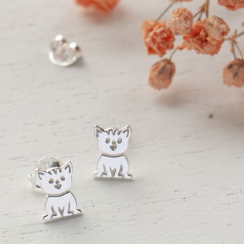 Sterling Silver Cat Earrings | 'Cat Itude Is Everything' Gift, 2 of 10