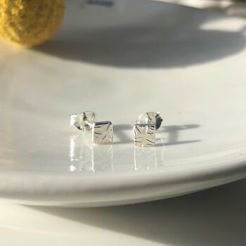 Small Square Textured Studs, 8 of 12