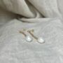 Clara Pearl Gold Plate Drop Earrings, thumbnail 2 of 4