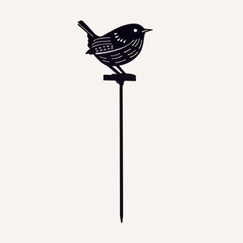 Recycled Metal Wren Silhouette Garden Stake, 2 of 3