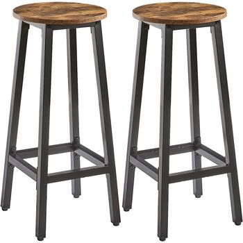 Set Of Two Bar Stool Bar Padded Chairs Footrest, 6 of 9