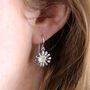 Large Sterling Silver Daisy Drop Earrings, thumbnail 3 of 7