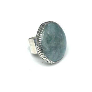 Aquamarine Large Round Gemstone Ring In Sterling Silver, 5 of 5