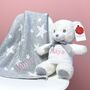 Personalised Grey Stars Blanket And Keeleco Baby Teddy, thumbnail 3 of 9