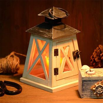 Candle Holder Decorative Lantern Distressed Wooden, 2 of 9