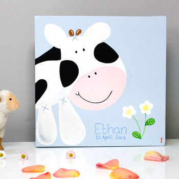 Personalised Farm Cow Nursery Canvas, 2 of 7
