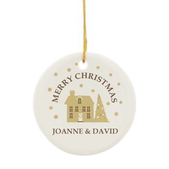 Personalised Gold Sparkly Ceramic Christmas Decoration, 2 of 2
