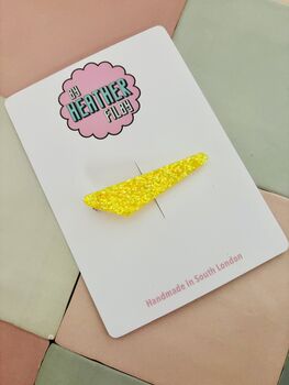 Neon Yellow Glitter Resin Hair Clip / Festival Fashion Barrette / Novelty Gift For Teenager, 3 of 4