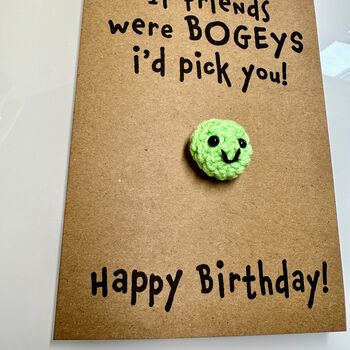Personalised Funny Bogey Crochet Birthday Card Handmade, 8 of 12