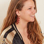 Ruby Leaf Style Gold Plated Silver Drop Earrings, thumbnail 4 of 11