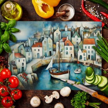 Harbour Hues Textured Glass Chopping Board, 6 of 8