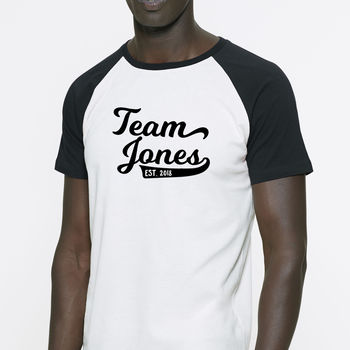 Personalised Organic Team Newlywed Baseball T Shirt, 2 of 4
