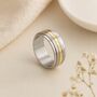 Men’s Personalised Stainless Steel Spinner Ring With Gold – 8mm, thumbnail 4 of 8