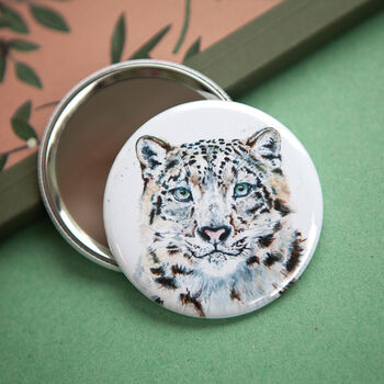 Inky Snow Leopard Compact Pocket Mirror, 4 of 5