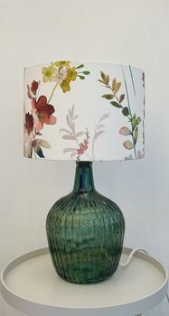 36cm Green Ripple Lamp With Natural Linen Flex, 2 of 3