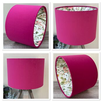 Ava Fuchsia Pink Velvet Double Sided Flower Lampshade, 9 of 9