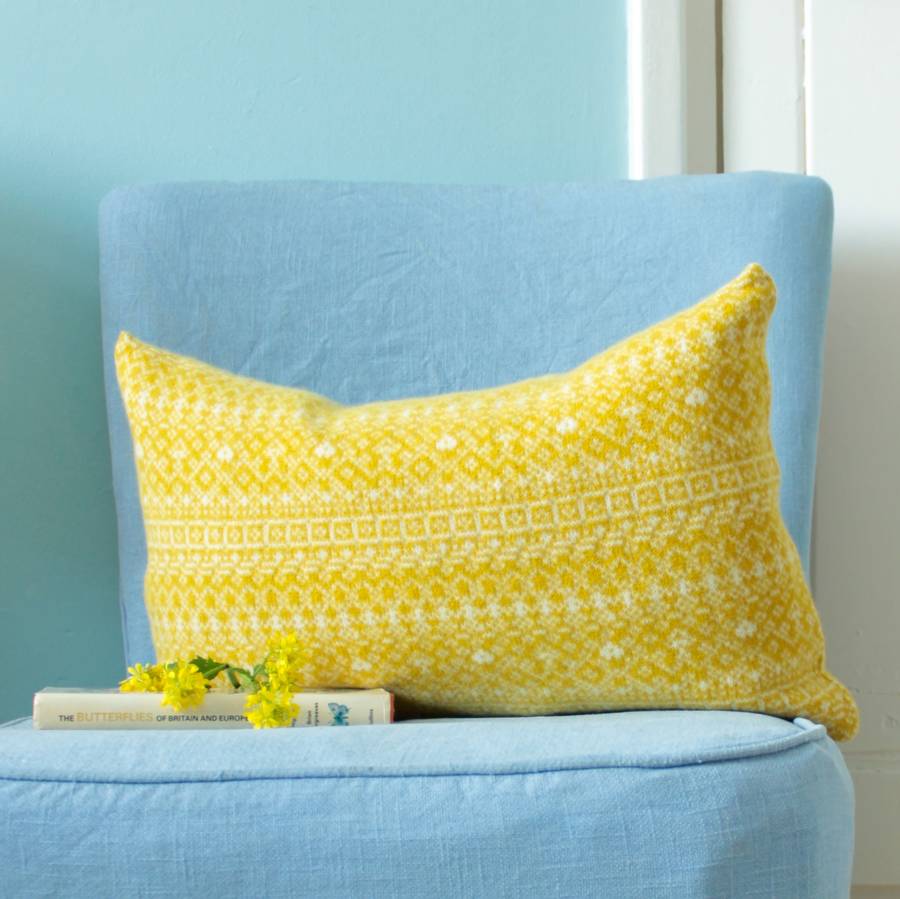 Knitted Fair Isle Rectangle Cushion, 1 of 5