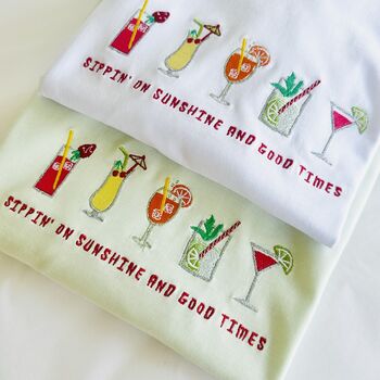 Cocktails Embroidered Tshirt, 3 of 8