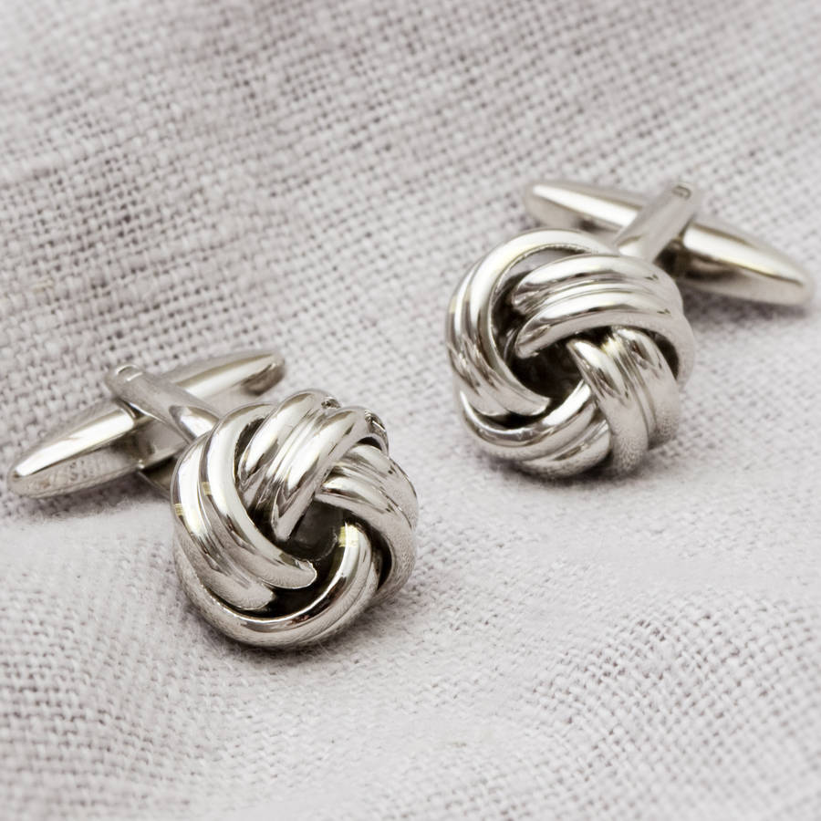 Image of Double Knot Silver Plated Cufflinks, Silver