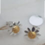 Sterling Silver Daisy Flower Two Tone Stud Earrings, thumbnail 6 of 8