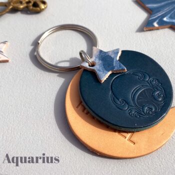 Personalised Zodiac Birthday Leather Keyring, 12 of 12