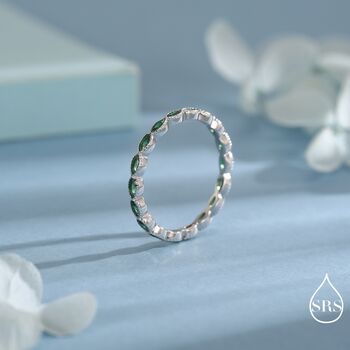 Emerald Marquise Cz Infinity Ring In Sterling Silver, 2 of 12