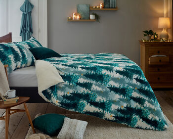 Christmas Tree Fleece Duvet Cover Set With Cosy Sherpa Reverse Festive Bedding, 3 of 4