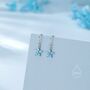 Sterling Silver Turquoise Blue Cz Flower Drop Dangle Earrings, thumbnail 5 of 11