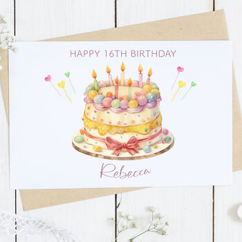 Personalised 16th Birthday Cake Card, 2 of 2