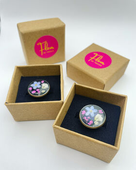 Cufflinks Real Forget Me Not Handmade 16mm, 7 of 10