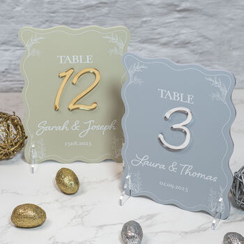 Wavy Edge Acrylic Wedding Table Number, 4 of 5