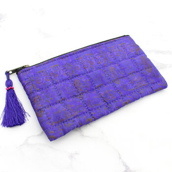 Silk Sari Upcycled Quilted Jewellery Bag, 3 of 7