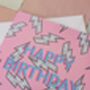 Happy Birthday Pink Lightning Bolt Greeting Card, Blank Inside, thumbnail 2 of 5