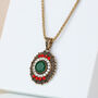 Vintage Style Gold Colour Plated Jewelled Pendant Long Necklace For Winter, thumbnail 1 of 3